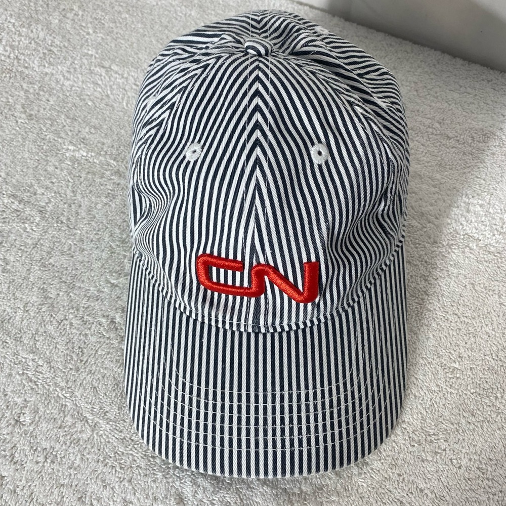 Canadian National Railway Striped Embroidered Logo Ball Cap Hat